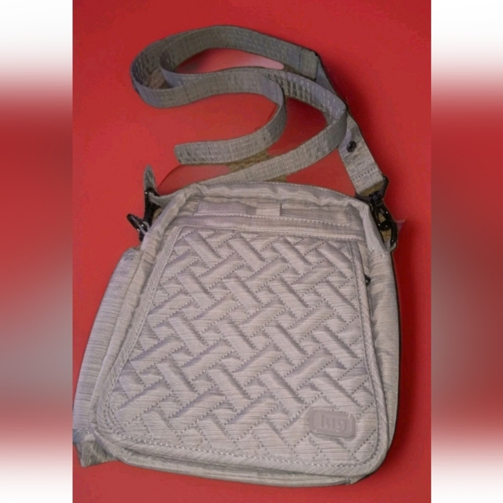 lug Quilted Crossbody Bag in Light Gray